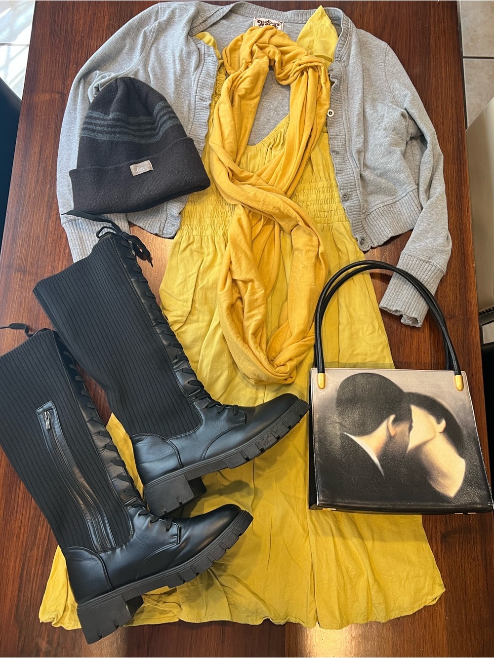 Yellow Midi Dress with Smocked Waist and Pockets